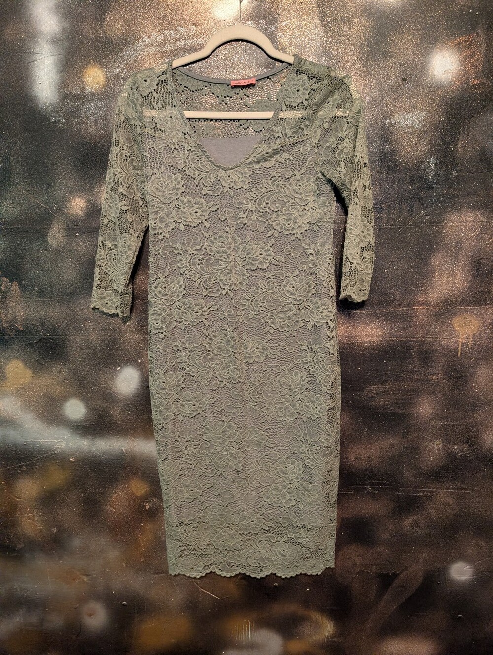 Hello MIZ Olive Lace Midi Dress